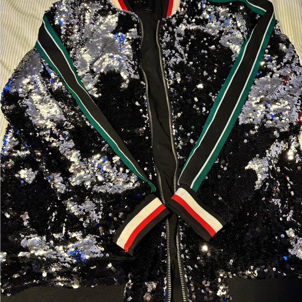 Zara Black and Silver Sequin Jacket
